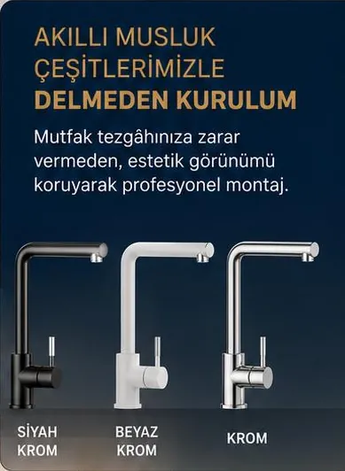 PRO-100 için siyah krom, beyaz krom ve krom renkli akıllı musluk seçenekleri
